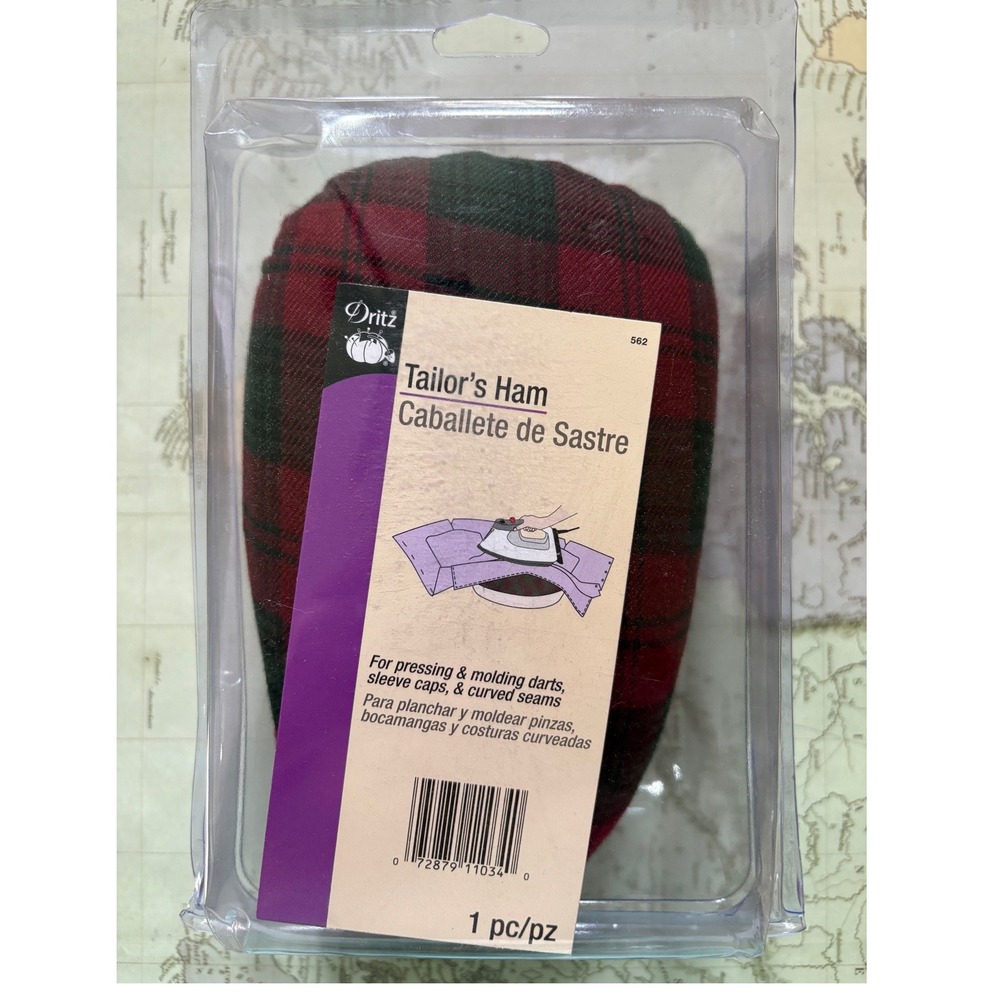 Dritz Tailors Ham 562 Pressing Molding Darts Sleeve Caps Curved Seams Red Plaid